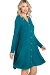 Teal Long Sleeve Button Down Dress - Pack of 6