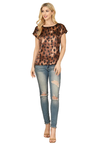 Cheetah Print Tunic Top Taupe - Pack of 7