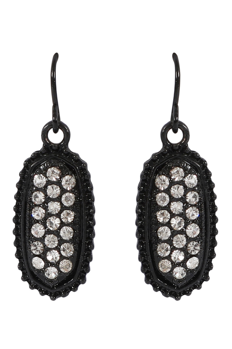 Black Clear Texture Pave Rhinestone Classic Earrings - Pack of 6
