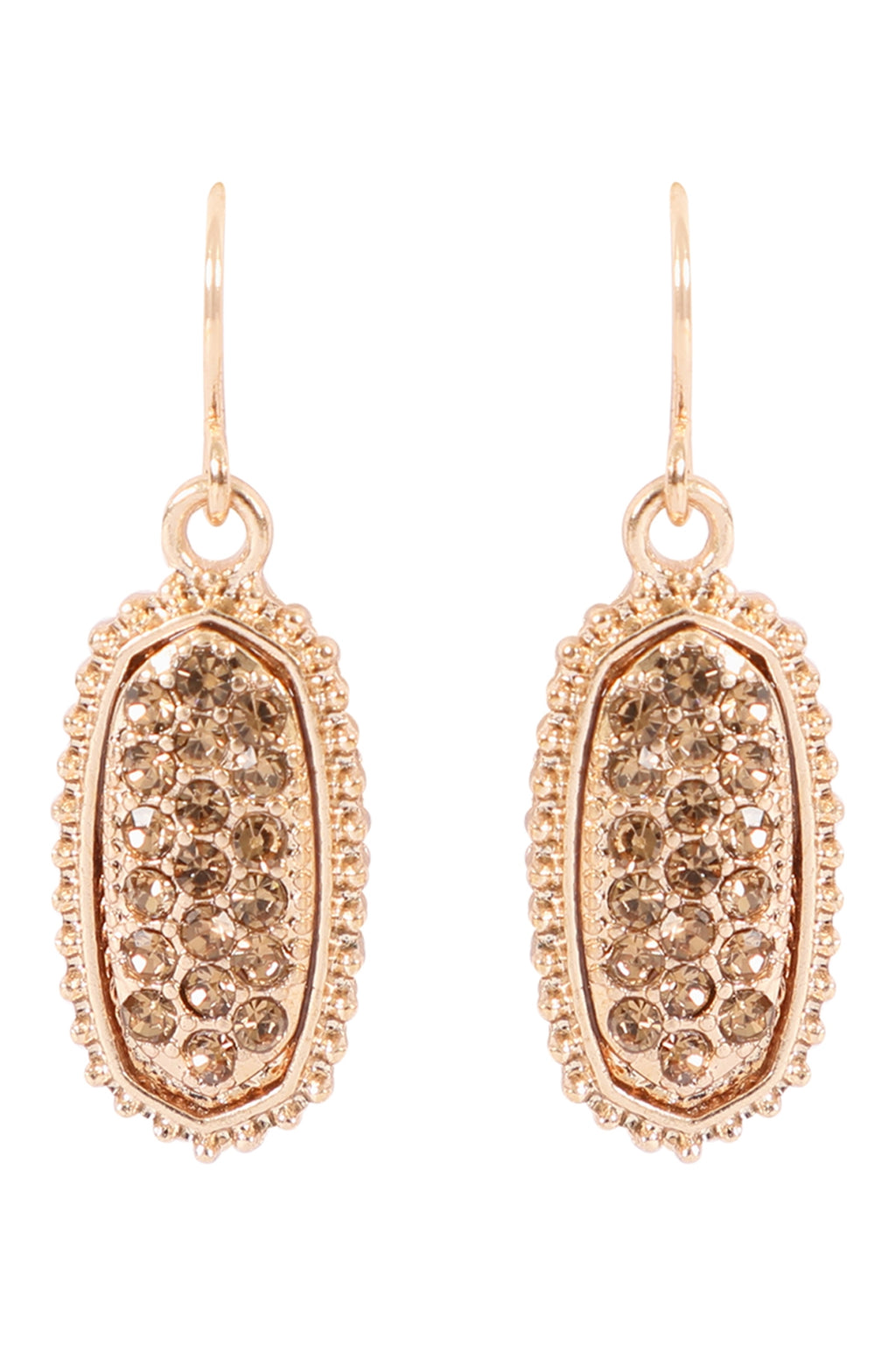 Gold Topaz Texture Pave Rhinestone Classic Earrings - Pack of 6