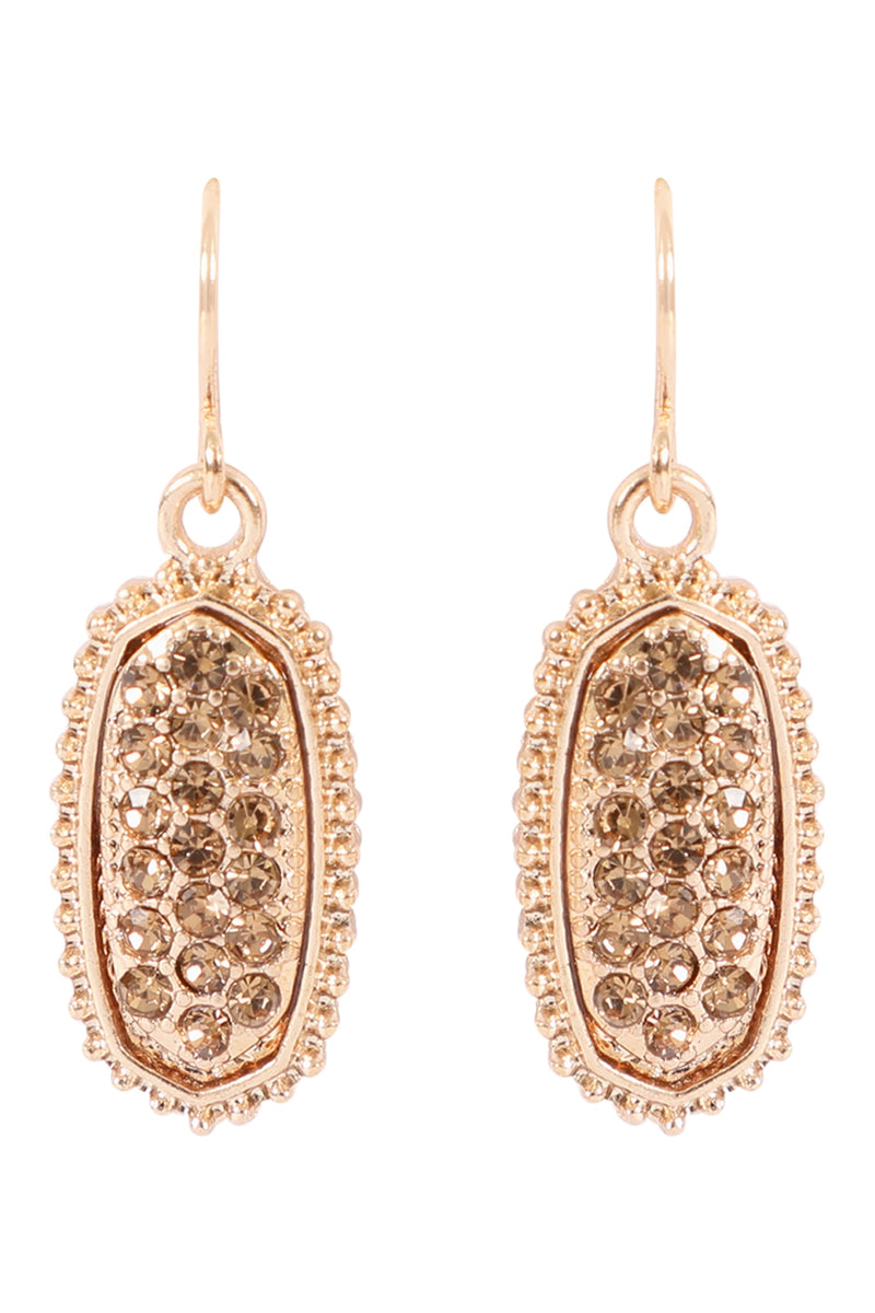 Gold Topaz Texture Pave Rhinestone Classic Earrings - Pack of 6