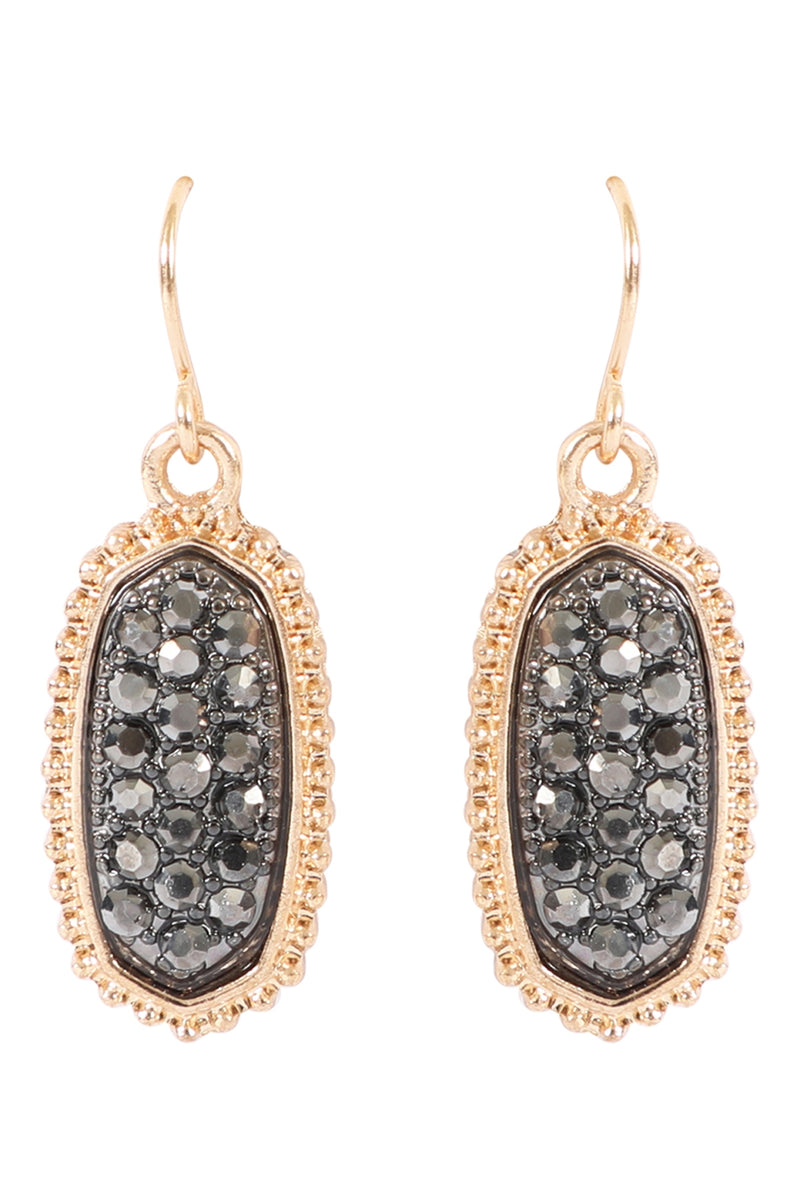 Gold Hematite Oval Classic Druzy Earring - Pack of 6