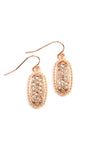 Rose Gold Peach Oval Texture Pave Rhinestone Classic Earrings - Pack of 6