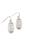 Silver Clear Oval Texture Pave Rhinestone Classic Earrings - Pack of 6