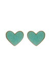 Heart Druzy Post Earrings Aqua - Pack of 6