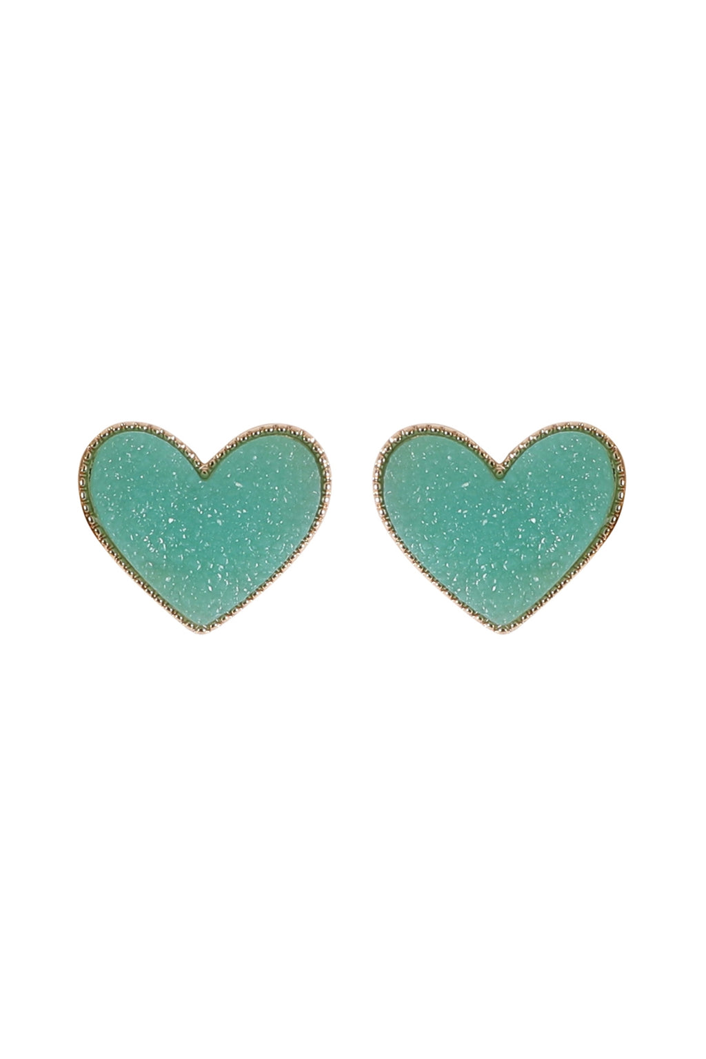 Heart Druzy Post Earrings Aqua - Pack of 6