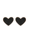 Heart Druzy Post Earrings Black - Pack of 6