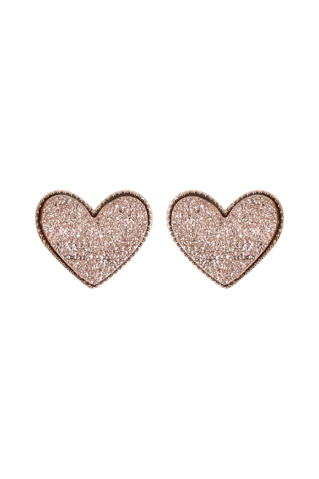 Heart Druzy Post Earrings Champagne - Pack of 6