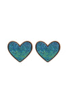 Heart Druzy Post Earrings Montana Blue - Pack of 6