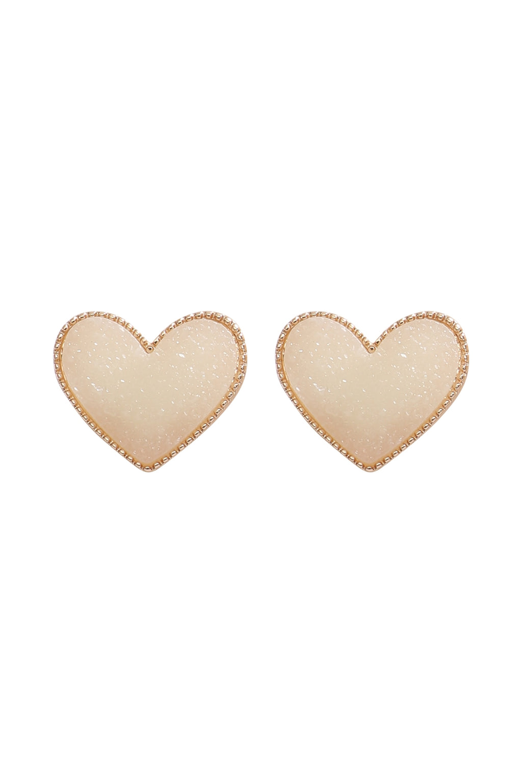 Heart Druzy Post Earrings White - Pack of 6