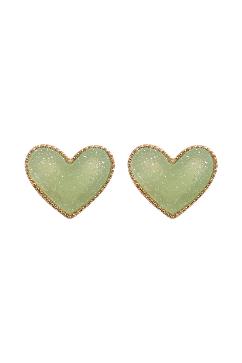 Heart Druzy Post Earrings Gold Mint - Pack of 6