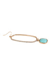 Pave Rhinestone Hexagon Shape Drop Hook Earrings Gold Turquoise - Pack of 6