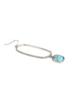 Pave Rhinestone Hexagon Shape Drop Hook Earrings Silver Turquoise - Pack of 6