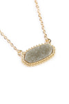Peach Druzy Oval Stone Pendant Necklace and Earring Set - Pack of 6
