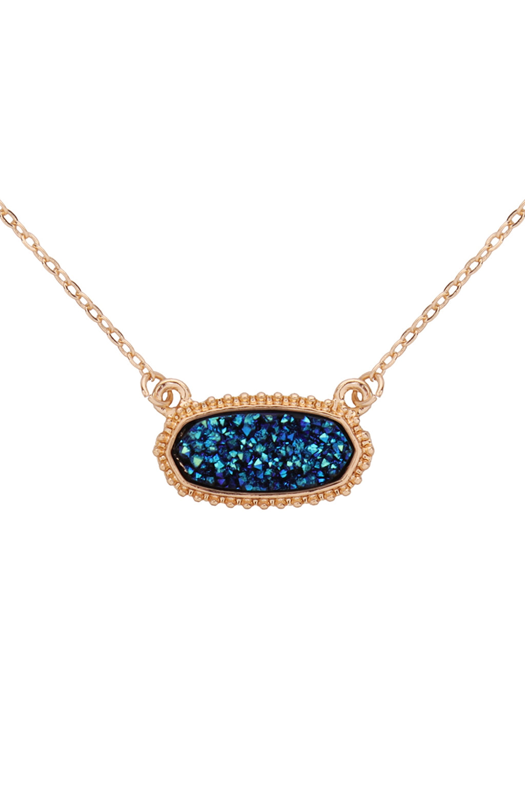 Montana Blue Druzy Oval Stone Pendant Necklace and Earring Set - Pack of 6