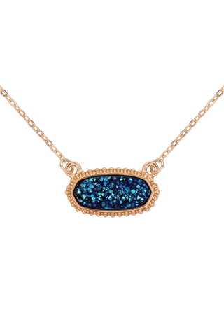 Dark Mint Druzy Oval Stone Pendant Necklace and Earring Set - Pack of 6