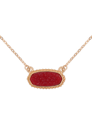 Druzy Hexagon Pendant Necklace Earring Set Red - Pack of 6