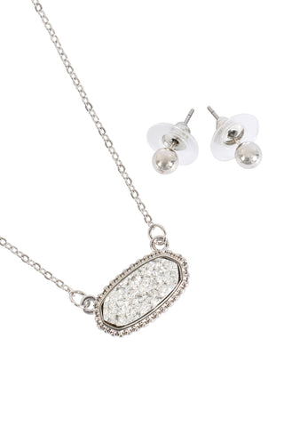 Flower Cubic Zirconia With Center Pearl Pendant Necklace White Silver - Pack of 6