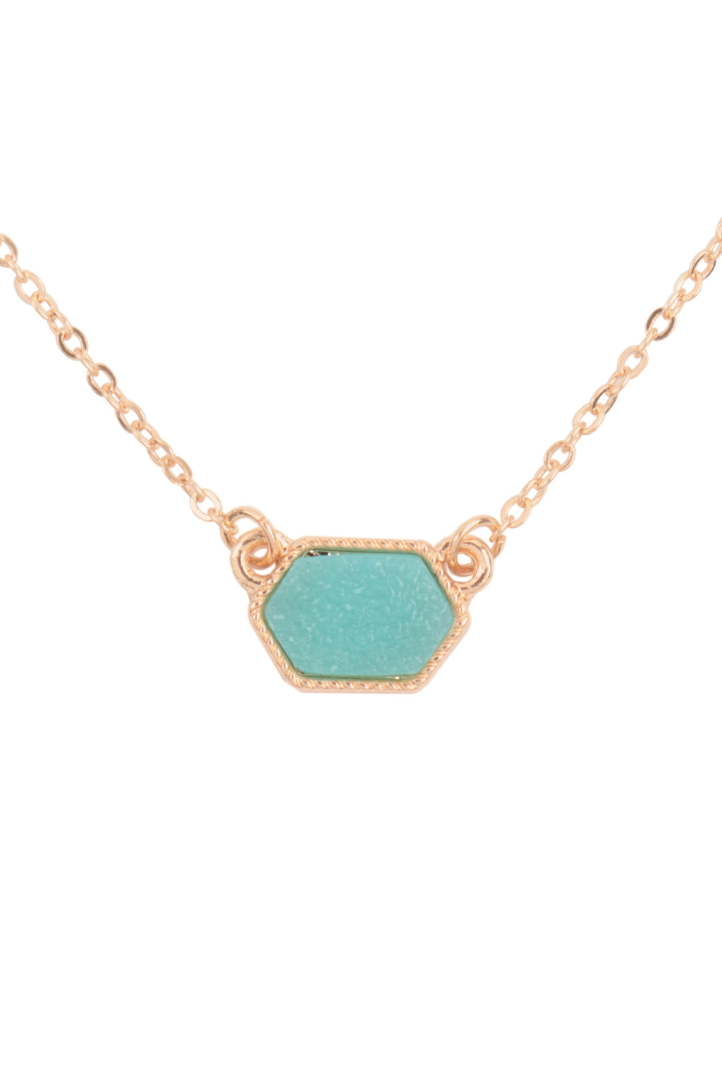 Druzy Hexagon Pendant Necklace Earring Set Aqua - Pack of 6