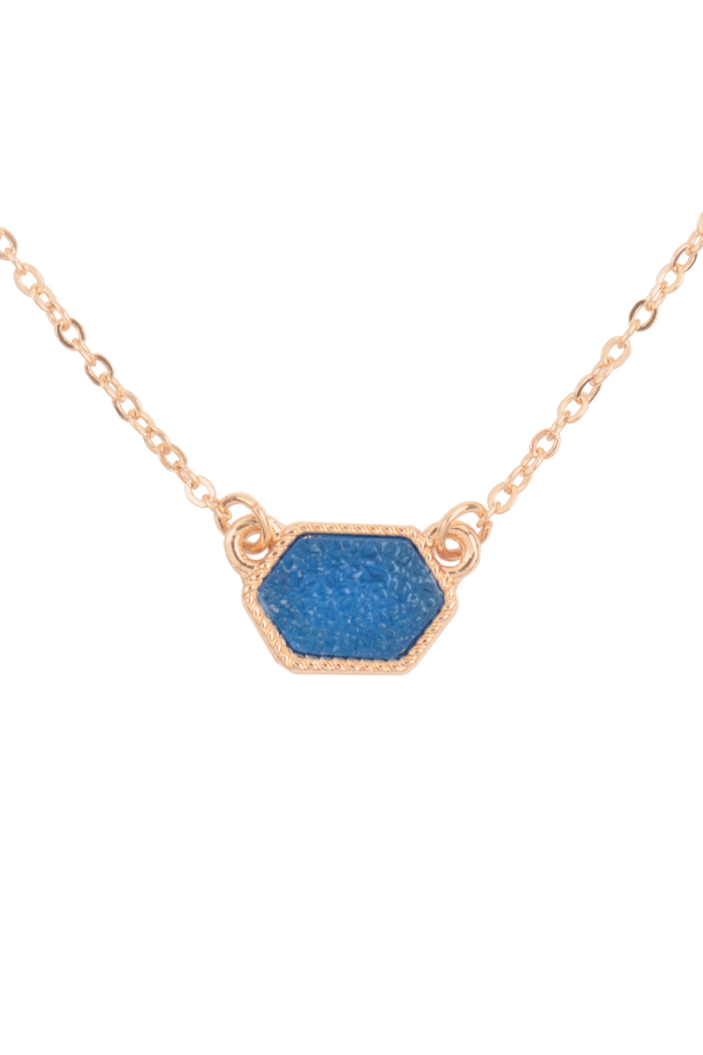 Druzy Hexagon Pendant Necklace Earring Set Blue - Pack of 6