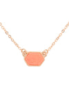 Druzy Hexagon Pendant Necklace Earring Set Pink - Pack of 6