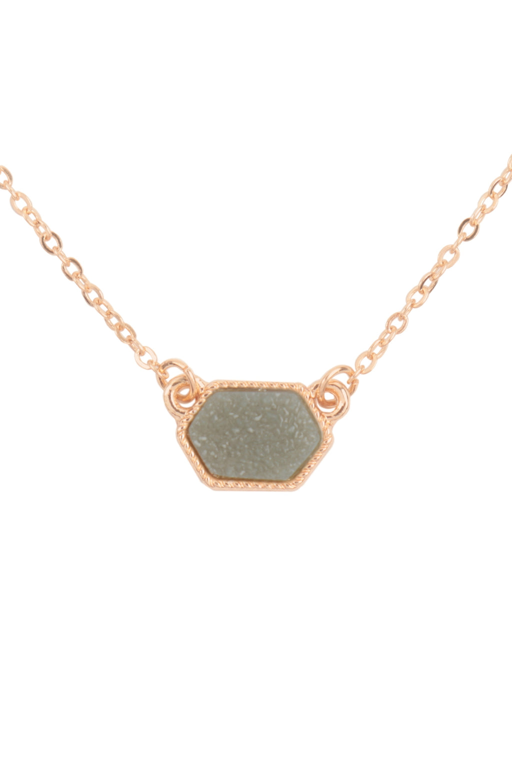 Druzy Hexagon Pendant Necklace Earring Set Dark Gray - Pack of 6