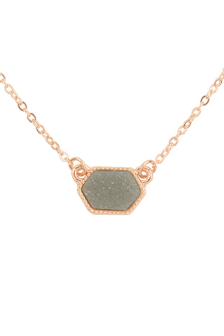 Druzy Hexagon Pendant Necklace Earring Set Dark Aqua - Pack of 6