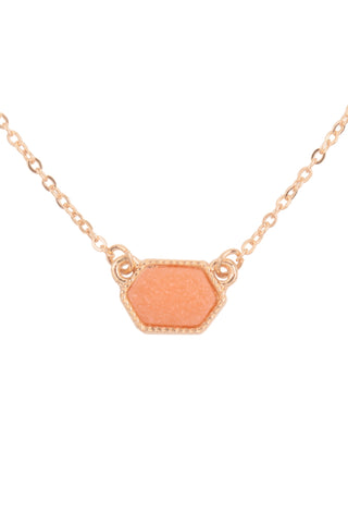Druzy Hexagon Pendant Necklace Earring Set AB - Pack of 6
