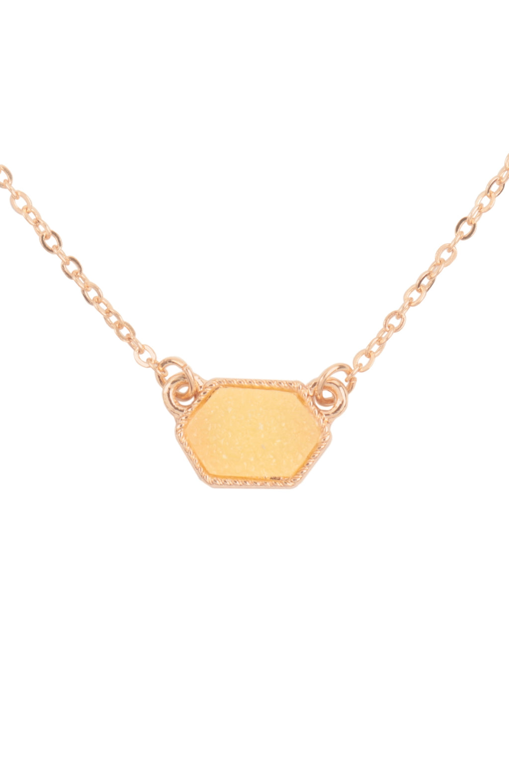 Druzy Hexagon Pendant Necklace Earring Set Peach - Pack of 6