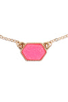 Druzy Hexagon Pendant Necklace Earring Set Coral - Pack of 6