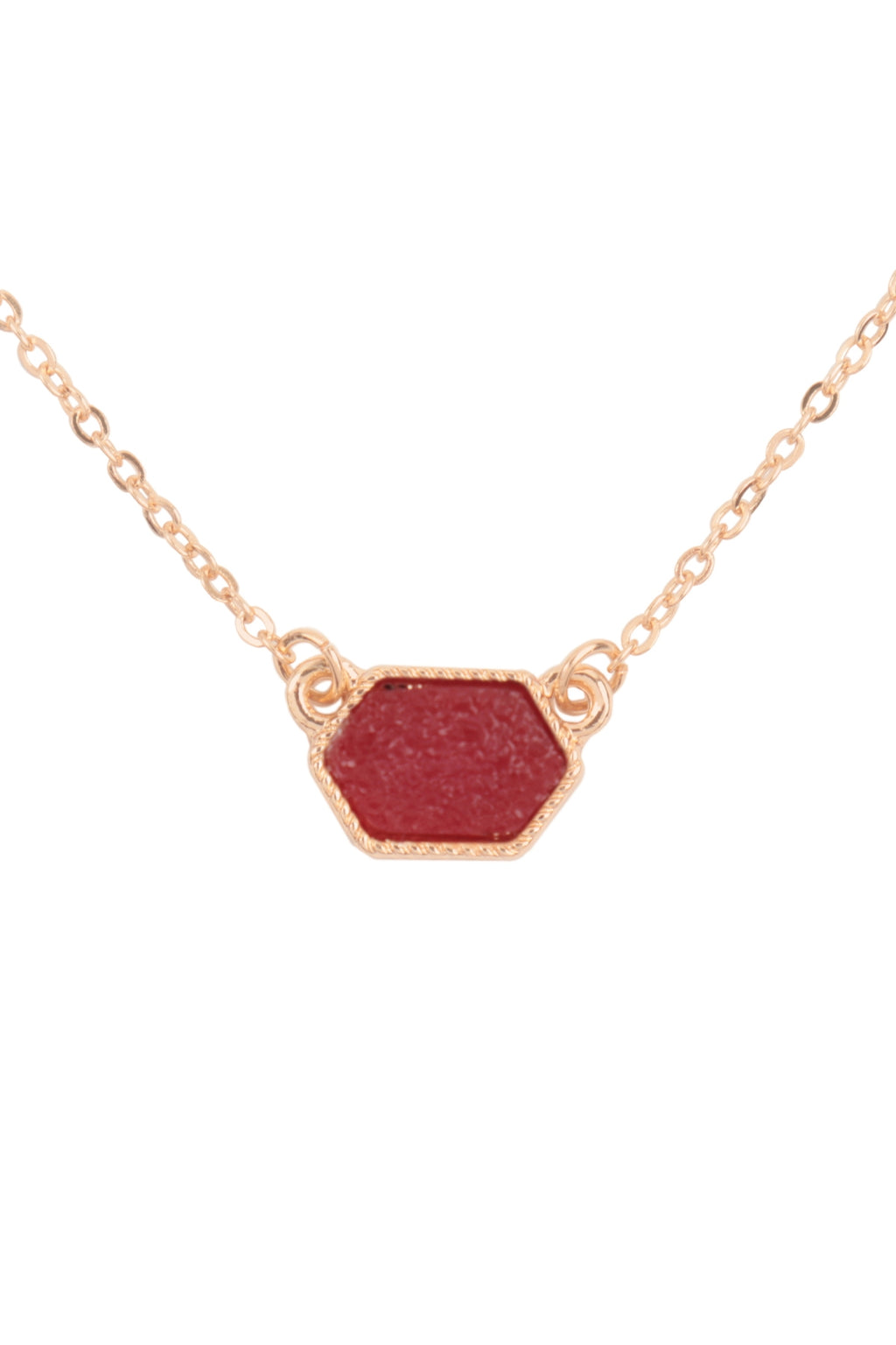 Druzy Hexagon Pendant Necklace Earring Set Red - Pack of 6