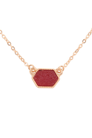 Druzy Hexagon Pendant Necklace Earring Set Peach - Pack of 6