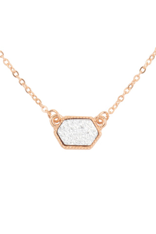 Druzy Hexagon Pendant Necklace Earring Set Dark Gray - Pack of 6