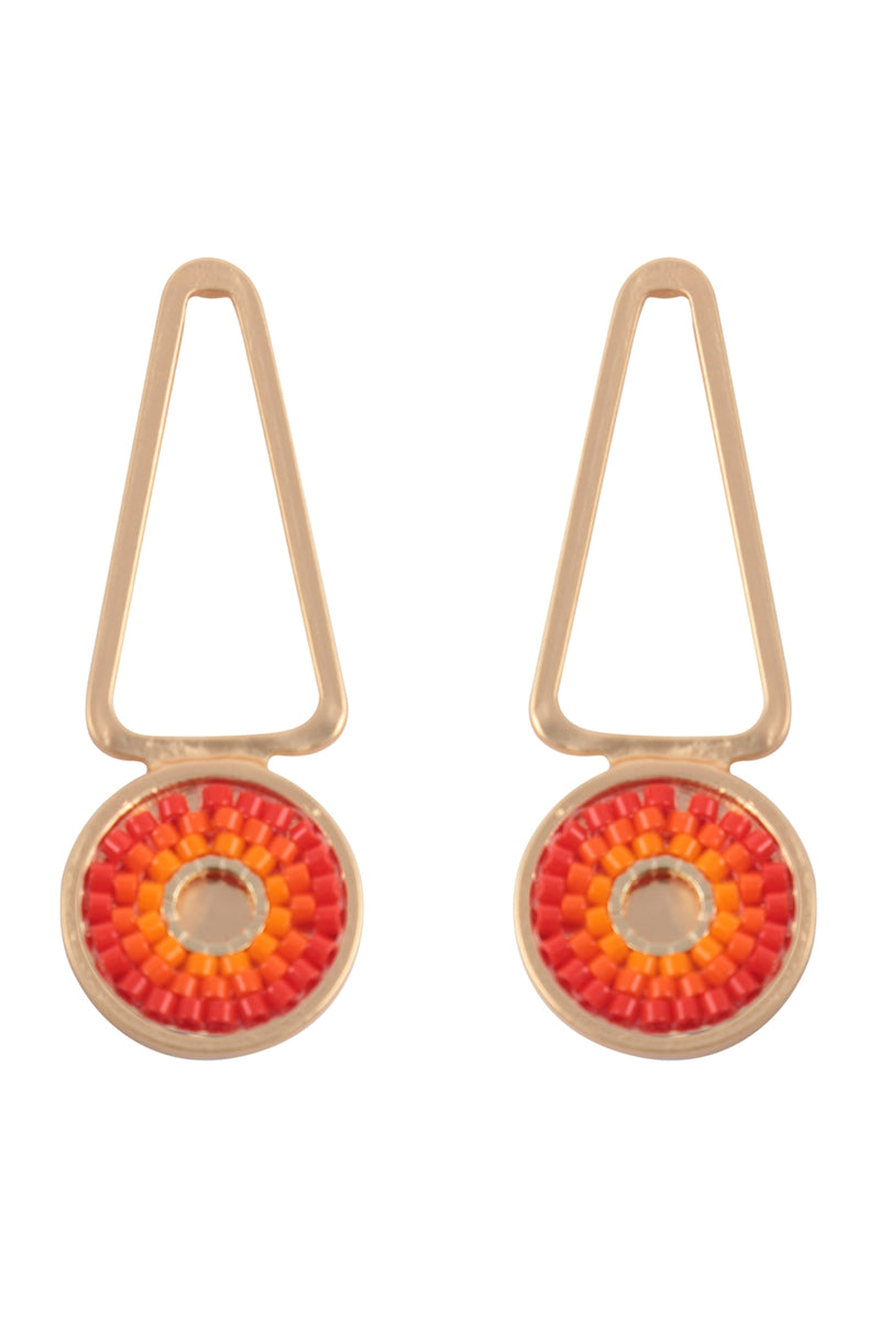 Geometric Seed Beads Drop Earrings Coral - Pack of 6