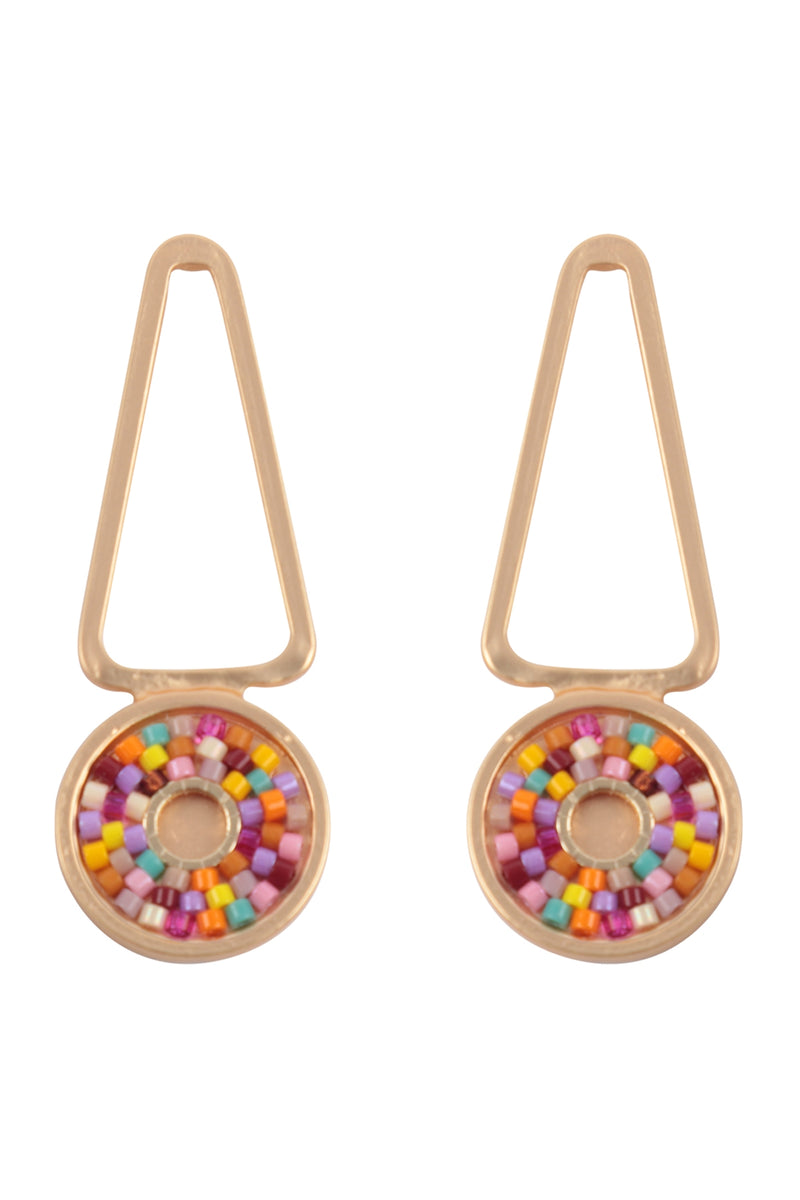 Geometric Seed Beads Drop Earrings Multicolor - Pack of 6