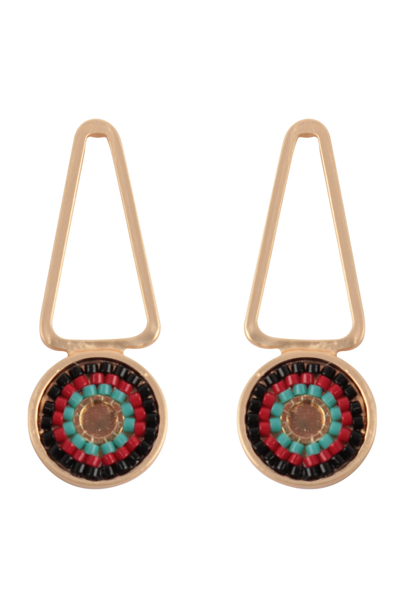 Geometric Seed Beads Drop Earrings Turquoise - Pack of 6