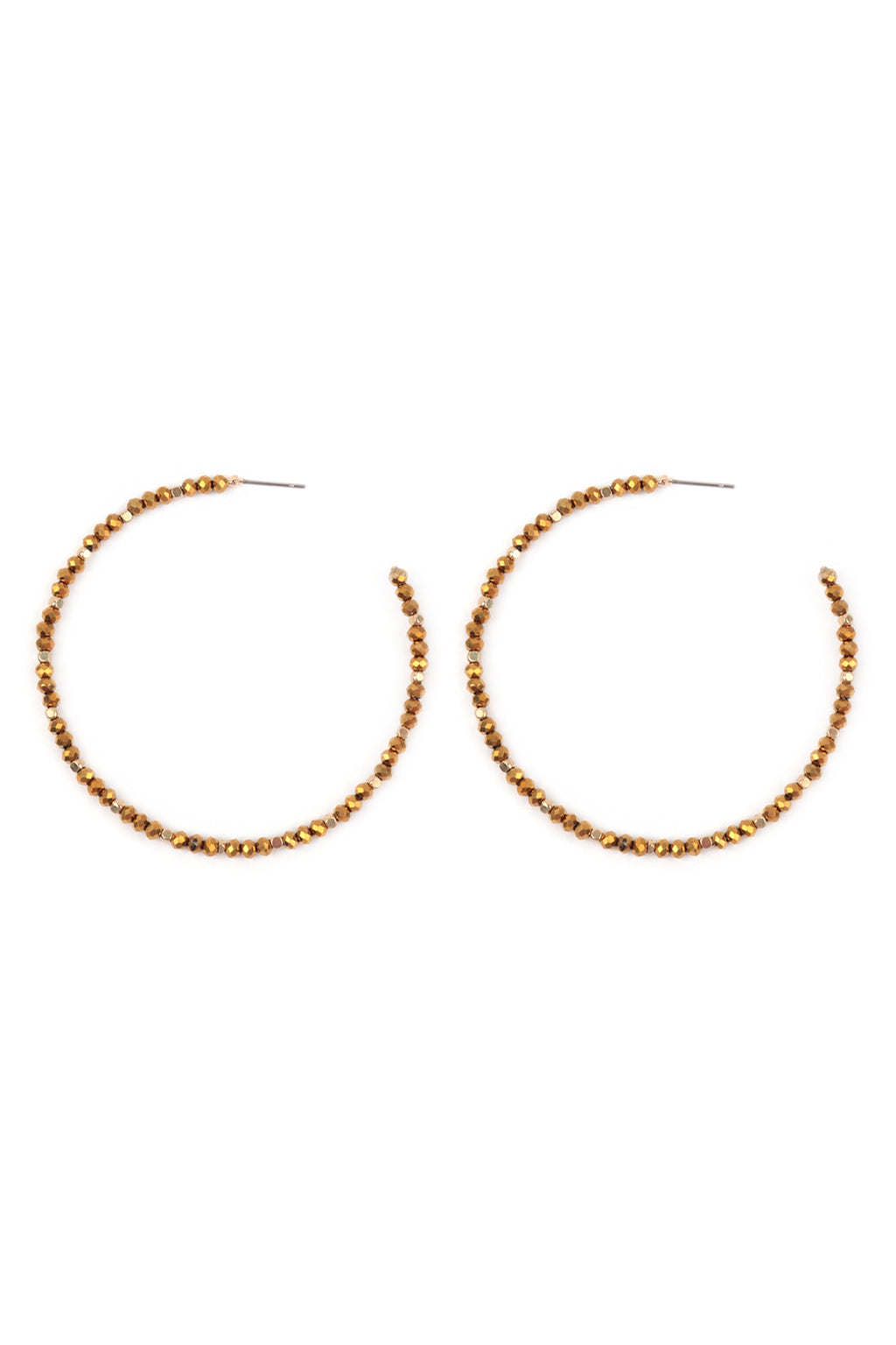 Rondelle Beads Hoop Earrings Gold - Pack of 6