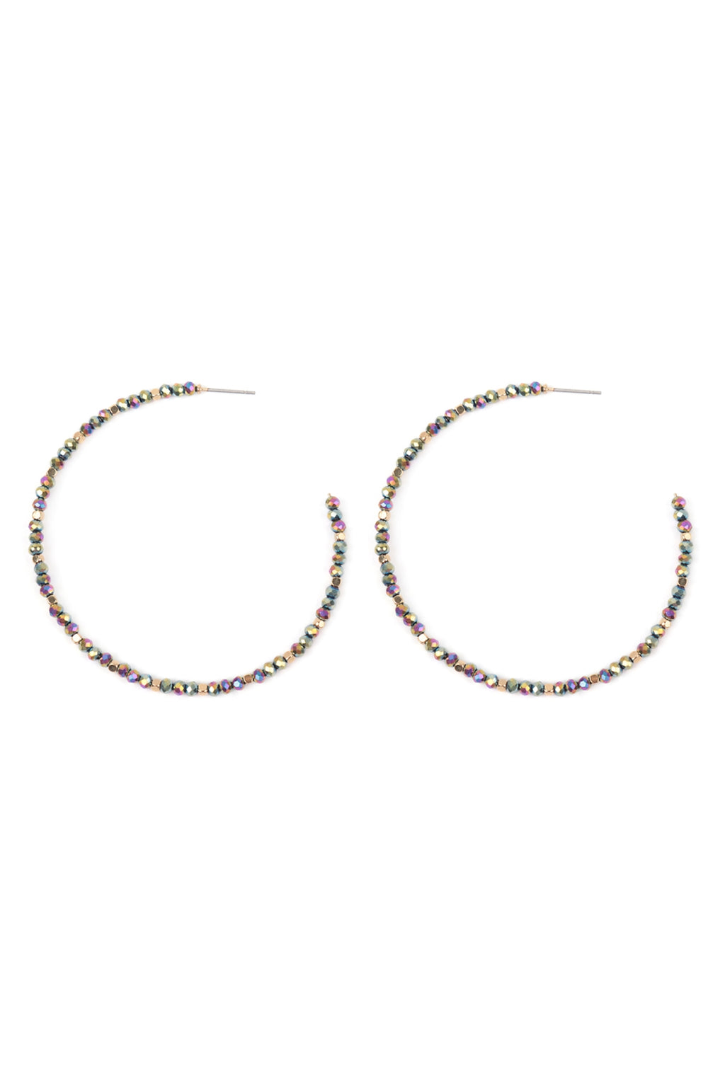Rondelle Beads Hoop Earrings Hematite AB - Pack of 6