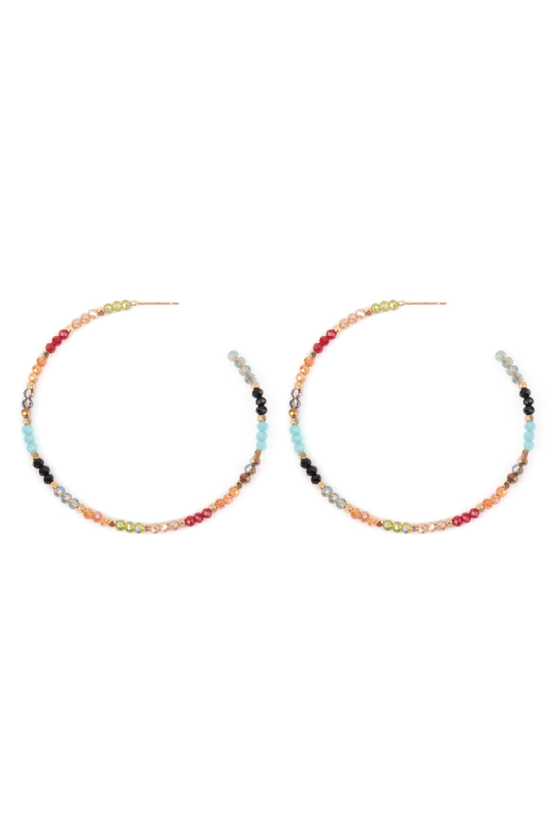 Rondelle Beads Hoop Earrings Multicolor - Pack of 6