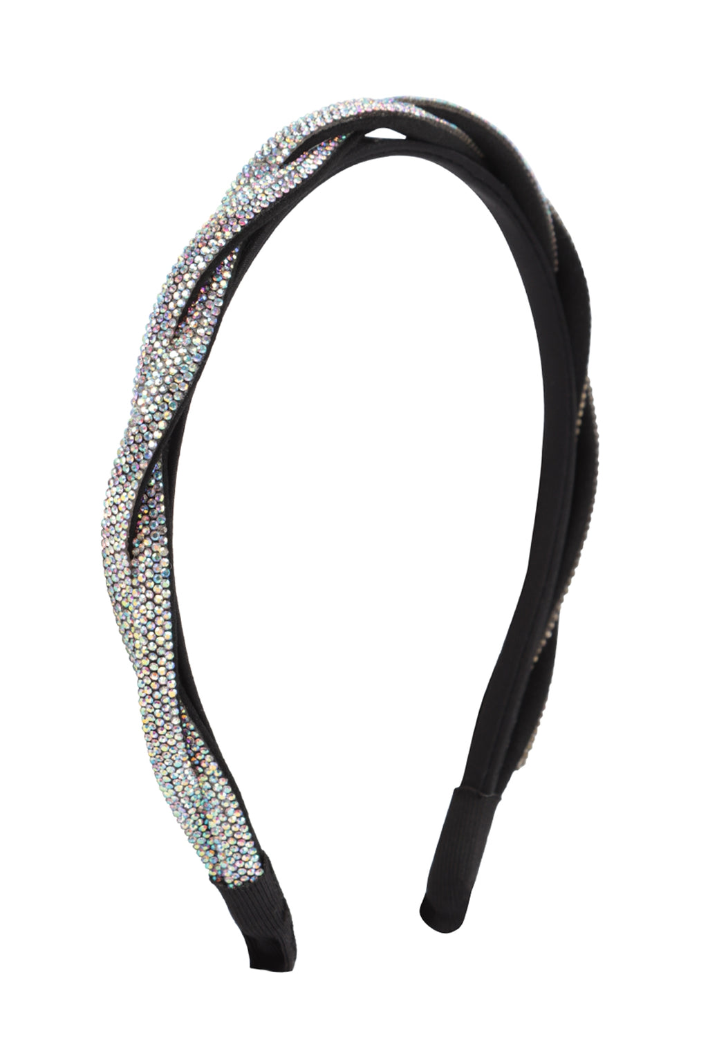 Braided Shiny Rhinestone Headband AB - Pack of 6