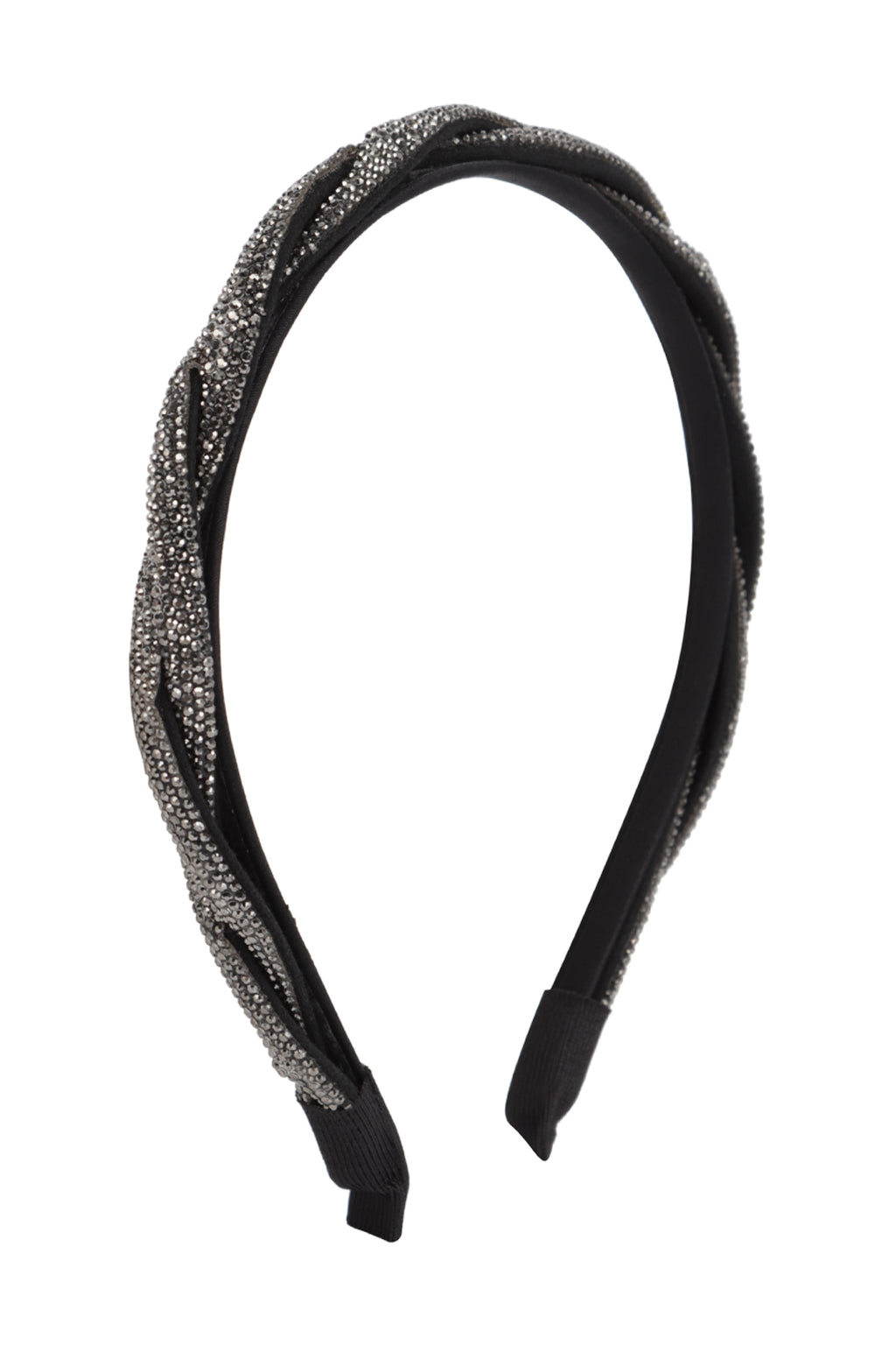 Braided Shiny Rhinestone Headband Gray - Pack of 6