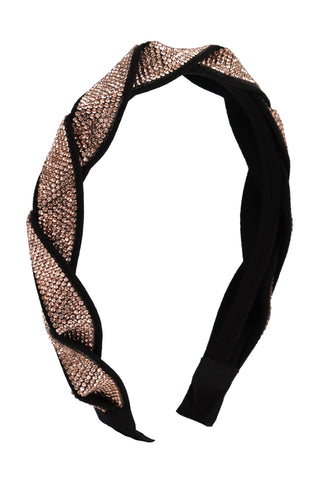 Embellished Rhinestone Rope Ribbon Headband Hematite  - Pack of 6