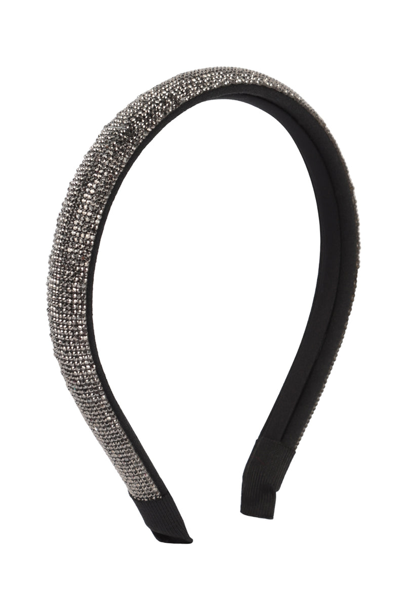 Shiny Rhinestone Headband Hematite - Pack of 6