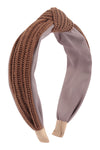 Two Tone Knit Twist Headband Ivory - Pack of 6