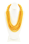 Round Bead Layered Statement Necklace and Earring Set Mustard - Pack of 6