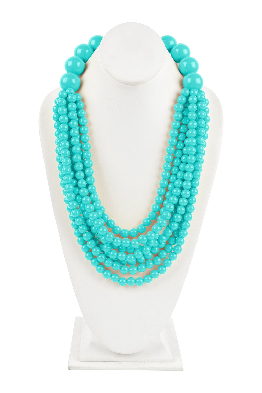 Round Bead Layered Statement Necklace and Earring Set Turquoise - Pack of 6