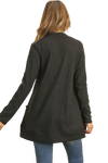 Plus Size Brushed Waffle Long Sleeve Side Pocket Open Front Cardigan Black - Pack of 6