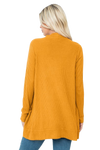 Plus Size Brushed Waffle Long Sleeve Side Pocket Open Front Cardigan Mustard - Pack of 6