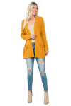 Plus Size Brushed Waffle Long Sleeve Side Pocket Open Front Cardigan Mustard - Pack of 6