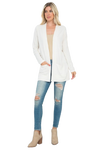 Plus Size Brushed Waffle Long Sleeve Side Pocket Open Front Cardigan Natural - Pack of 6
